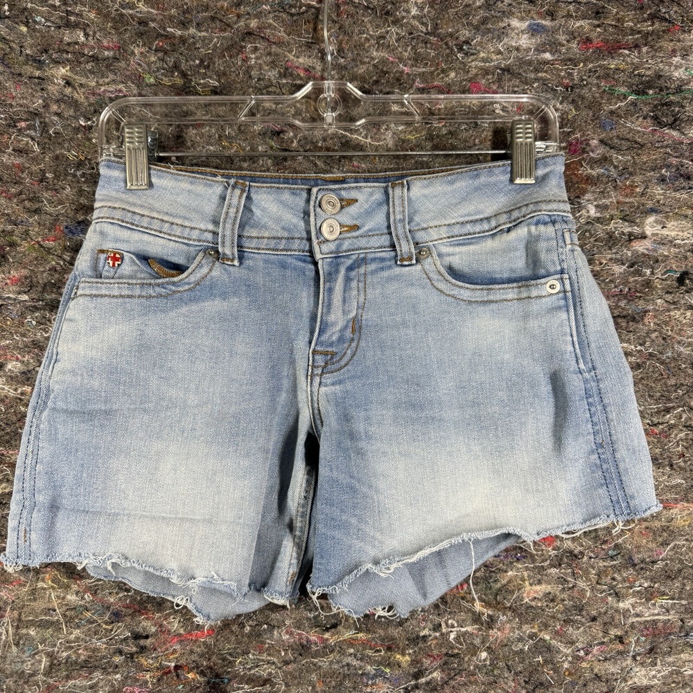 Hudson Ruby Mid Thigh Shorts Womens 25 Light Wash Denim Cut Off Raw Hem